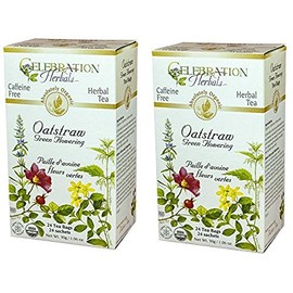 Celebration Herbals Oatstraw Green Flowering Herbal Tea - 2 Pack (48 Teabags in Total)