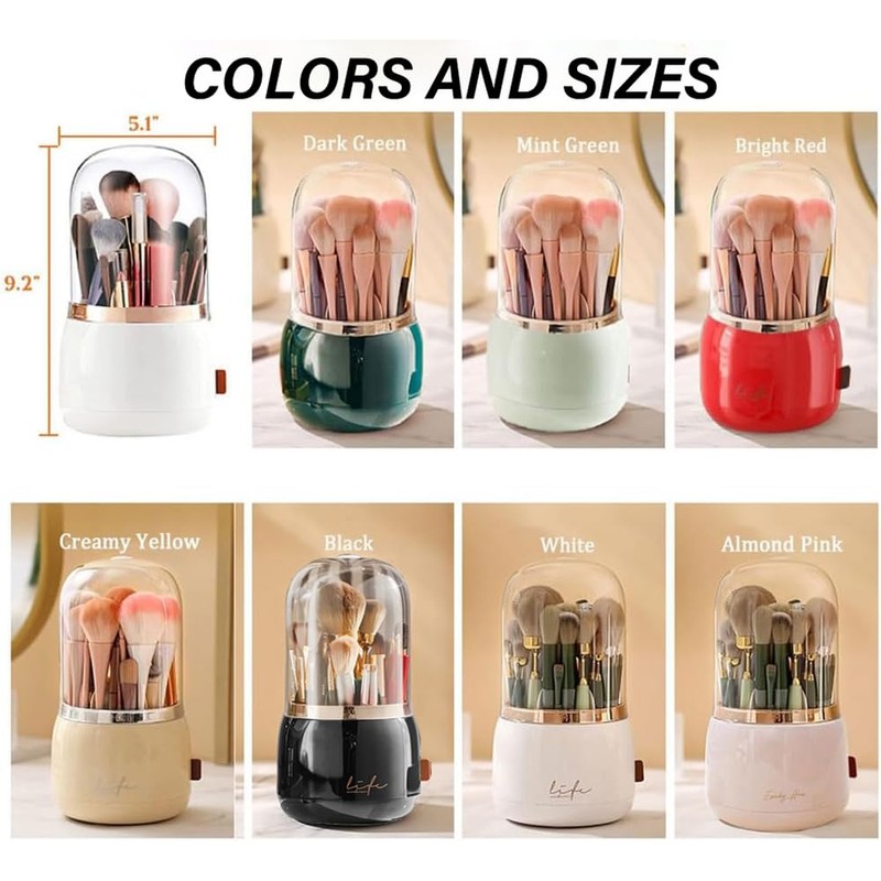 Bingobang Makeup Organizer Brush Holder 360 Degree Rotation with Dustproof