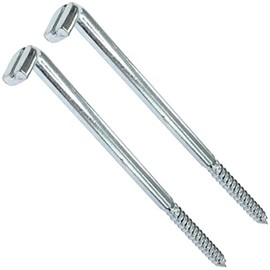 AERZETIX - C48193 - Set of 2 - Screw Hooks Type L for Wood Ø7x150mm - Steel - Wood Screw with Thread - with Slot for Screwing in - with Wood Thread
