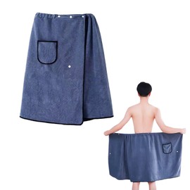 YFaith Men's Sauna Towel, 70 x 140 cm, Sauna Kilt Men with Press Studs and Pockets, Elastic Sauna Skirt, Adjustable Towel Dress, for Beach, Bathing, Sauna Kilt Men