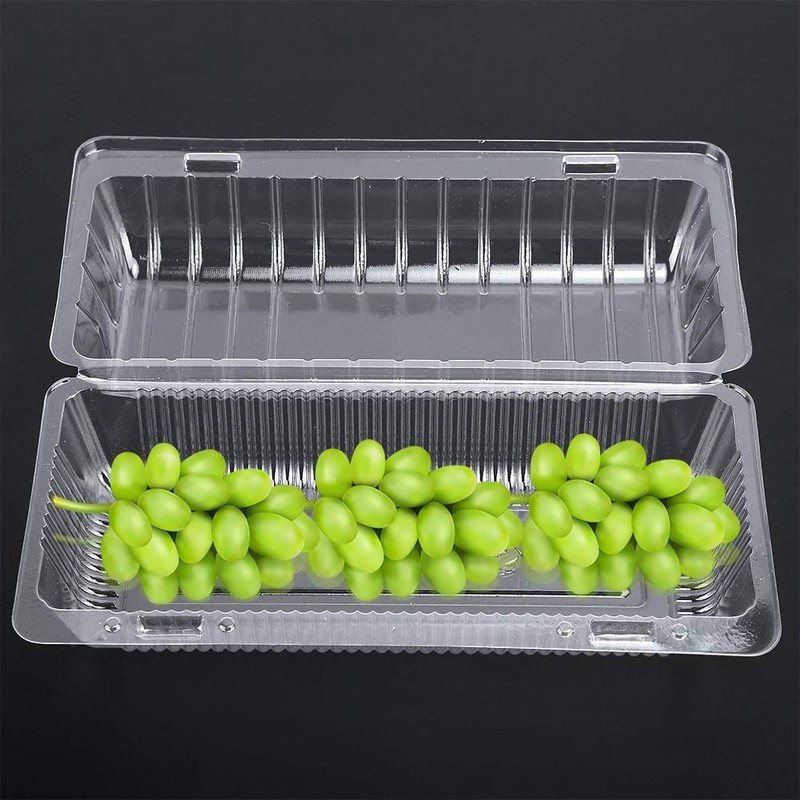 Recipiente para alimentos con bisagras cuadradas de plástico transparente, 25