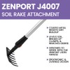 Zenport J4007 Soil Rake Attachment, Garden Multi Tool, Black