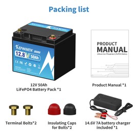 KEPWORTH LiFePO4 12V 50AH Deep Cycle 50A BMS Lithium Battery Solar 30lb Trolling Motor RV