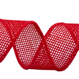 Joycrosso Burlap Wired Edge Ribbon 1 inch x 10 Yards, Red, Ideal for Crafting, Gift Wrapping, Wreath, Christmas Tree, and Rustic Wedding Decorations