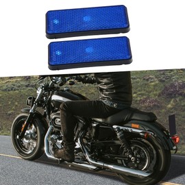 A ABSOPRO Universal Rectangle Shape Reflector for Motorcycle Garbage Cans Car Trailer Truck and Bike Plastic Blue (Set of 2)