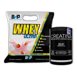 Bhp Bag Whey Ultra 5lbs Fresas Con Crema + Creatina 450 Gr Sabor fresas con crema / SIN SABOR