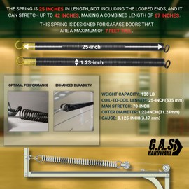G.A.S Hardware Heavy-Duty Double-Looped Garage Door Extension Springs Bundle 130 lb (Yellow) Springs, 3" Pulleys, and Extension Cables for 7' Feet Garage Door | Garage Door Hardware Parts