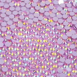 3000 Pieces SS6 2mm Flatback AB Rhinestones Clear Glass Round Gems Crystals for Nail Art DIY Crafts Clothes Shoes Bags （Dark Pink）