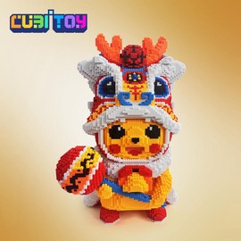 Cubi Animation Series Large Lion Dance Pika (18,888 PCS) Micro 3D Building Block Model