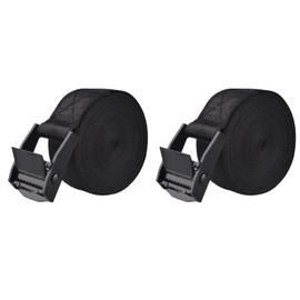 TRIWONDER Cargo Fastening Belts, Multipurpose, Securing, Tie-Downs, Binding Bands, Lashing Straps, Packing Belts, Car/Bike Belts, Earthquake Prevention Goods, #1 Black, 2-pc, 9.8 ft (3 m)