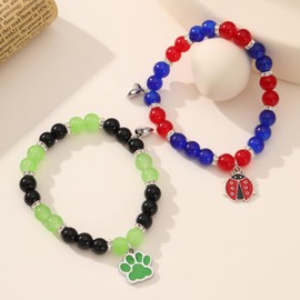 ANZWTLOYY Ladybug Cat Matching Bracelets for Couples Best Friends Couples Friendship Bracelets for 2 Women Men Bff Bracelets (Style 2)
