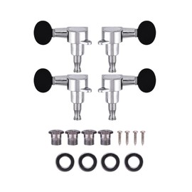 2L2R Ukulele Tuning Pegs, Enclosed Gear Silver Locking Tuners Zinc Alloy Black Machine Head