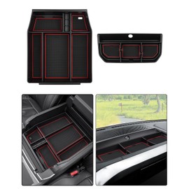 Karltys 2PCS F150 Center Console Organizer for 2021-2025 Ford F-150 (Full Console w/Bucket Seats ONLY), Center Console Dash Storage Tray and Armrest Organizer for F150 Durable ABS Insert Tray
