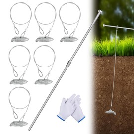 6 Pack Drive-In Ground Earth Anchors with Rod, 30inch Cable Earth Anchor Heavy Duty for High Winds, Easy Hook Anchor for Fixing Shed, Carports, Tent, Swing Set, Greenhouse, Gazebo.
