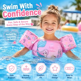 Rooxin Swim Vest Armbands for Beginner Swimmers – Foam Buoyancy Support for Kids’ Pool Learning