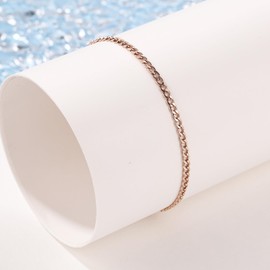 INBLUE Stainless Steel Anklets for Women Gold Silver Rose Gold Beaded/Figaro/Cuban Link Chain Ankle Bracelets Adjustable Beach Waterproof Jewelry (A3: 3mm)