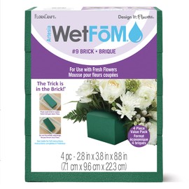 FloraCraft Floral Artesia WetFōM 4 Piece Brick 2.8 Inch x 3.8 Inch x 8.8 Inch Green