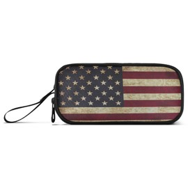 American Flag Pencil Case Pencil Pouch Big Capacity 3 Compartments Back to School Supplies for Teen Girl Boy Pouch Pen Bag Large Storage Organizer with Zipper Handle for Men Women