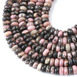 2x4MM 155PCS Black Rhodochrosite Rhodonite Tube Rondelle Abacus Disk Spacer Loose Beads for Jewelry Making