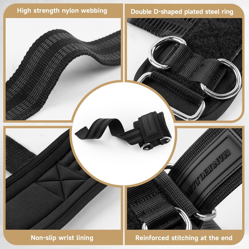 Wrist Straps for Weightlifting Deadlifting, (Black)