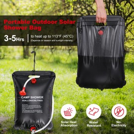 Inoamity Solar Shower Bag Portable 20L Camping Fast Heating to 45°C with Removable Hose Adjustable Head Foldable for Hiking Climbing Travel (20L, 1 Pack)