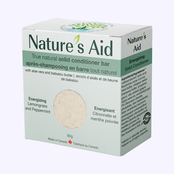 Nature's Aid True Natural Solid Conditioner Bar (60g), Energizing Lemongrass & Peppermint