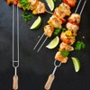 Stainless Steel Fork Wood Handle U shaped BBQ Roast Needle