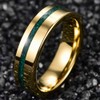NUNCAD 6 mm Ring Men Women Gold-Plated Ring with Green