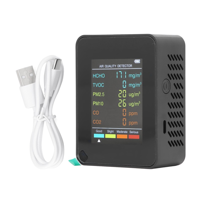 Air Quality Monitor Portable LCD Backlight Screen CO2 TVOC HCHO