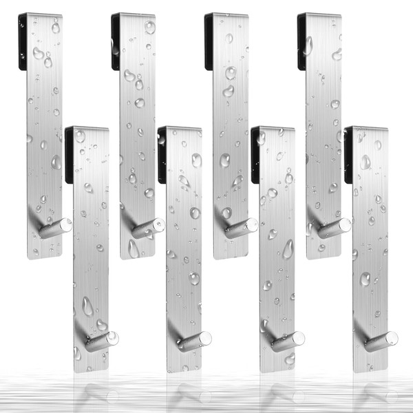 LOLYSIC Pack of 8 Shower Hooks without Drilling, Stainless Steel