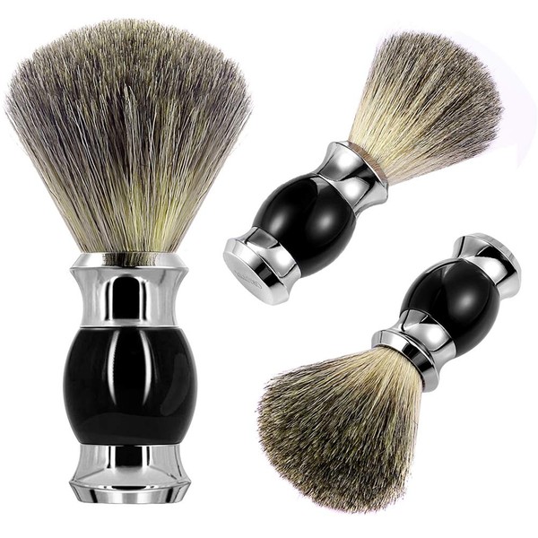 GRUTTI Shaving Brush Pure Badger Brush for Men's Gift Old School Wet Shaving (Black)