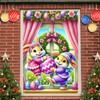 BlissYard Easter Bunny Window Cover Banner 31x47 Inch Easter Window