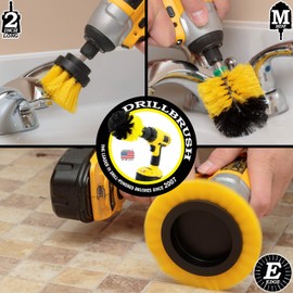 Drill Brush Power Scrubber by Useful Products – 3 Piece Yellow Bathroom Accessories Cleaning Set - Drill Brush Set for Cleaning Tile and Grout - Shower Cleaning Supplies - Drillbrush Shower Cleaner