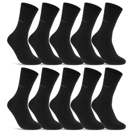 10 Pairs of Comfort Socks without Elastic and without Seams, for Men and Women, Cotton Comfort Cuff, 10 x black.
