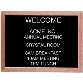 Aarco Oak Framed Open Faced Letter Board Message Center with Black Felt Panel - 18"Hx24"W