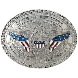 Nocona Men's Land of The Free Eagle Buckle, Silver, One Size