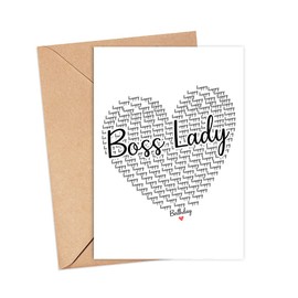 GavinsDesigns Happy Birthday Boss Lady Card - Cute Happy Birthday - Birthday Greeting Card - Sweet Birthday Card For Boss Lady - Thank You Card - Heart Happy Birthday Mom - I Love You Boss Lady Card