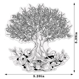 Tree Background Clear Stamps for Card Making Big Tree Leaves Clear Stamp Plants Background Transparent Silicone Stamps for DIY Scrapbooking Supplies Embossing Paper Card Album Decoration Craft