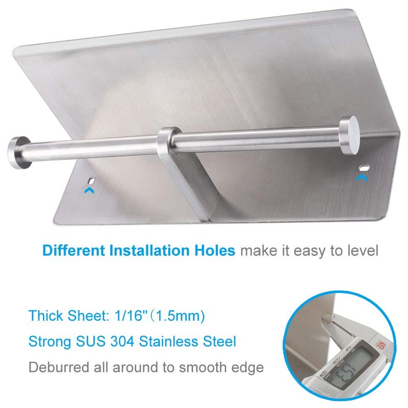 Double Toilet Paper Holder with Shelf Brushed Nickel, APLusee SUS