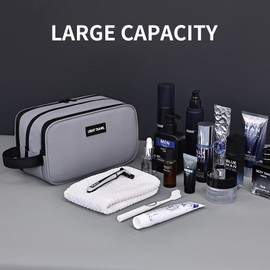 AMXNX Travel Toiletry Bag for Men Hanging Water Resistant Shaving Bag Dopp Kit Travel Bag for Toiletries Accessories with Divider and Handle