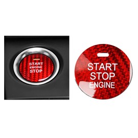 HIBEYO Car Engine Start Button Cover Sticker Fits Mazda CX-3 CX-4 CX-5 CX-8 MX-5 AXELA ATENZA Carbon Fibre Push Start Protective Case Ignition Key Start Stop Button Car Interior Accessories Red