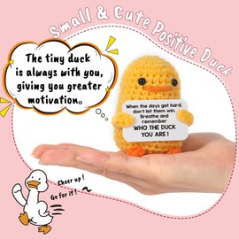 MBL Inspirational Positive Crochet Duck - Funny Handmade Emotional Uplifting Support Mental Health Knitted Doll for Women College Student Birthday Graduation Christmas Stocking Stuffers Potato Pickle