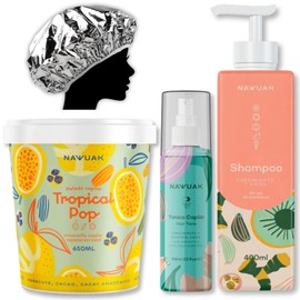 Nawuak Kit Crecimiento y Reparación Cabello, Shampoo y Biomascarilla de Maracuyá, Kiwi, Cebolla, Ajo y Jengibre + Tónico Capilar Crecimiento - Todo Tipo Cabello - Sin Sal/Parabenos - 100% Colombiano