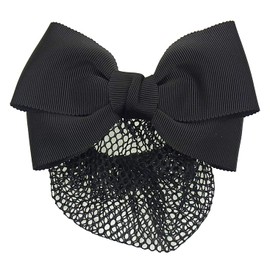[KOEIDO Beauty Hair] Barrette, Chignon, with Fine Knitting Net, Grosgrain Ribbon, Made in Japan, Black