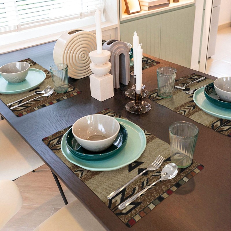 Brown Black Boho Placemats Set of 4 Rustic Aztec Western