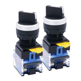 TWTADE / 2Pcs 22mm DPST 1 NO 1 NC 2 - Positions Latching Rotary Select Selector Switch 440V 10A LA38-11X/21