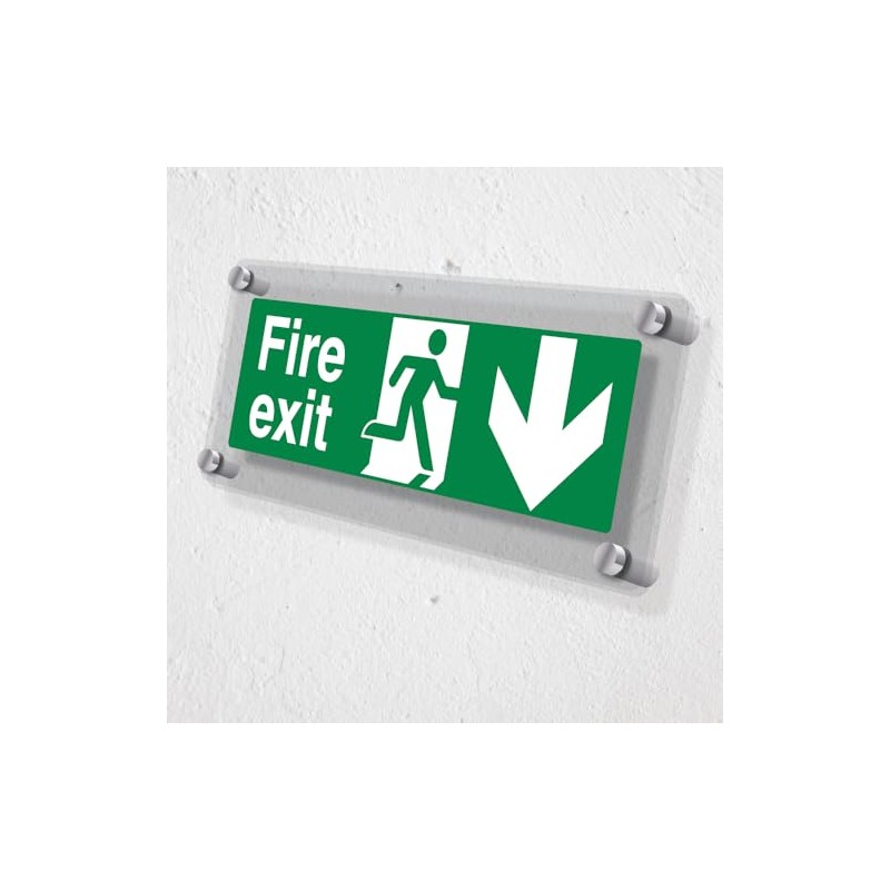 V Safety Fire Exit Arrow Down - 300 x 100
