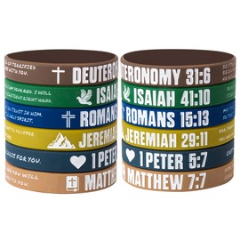 CYCLUSIVE (Set of 6 Silicone Rubber Bible Wristbands - Christian Scripture Bracelets for Men Women - Bulk Bible Verse Silicone Bracelets - Jesus Bracelet