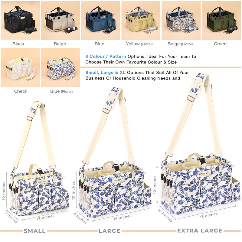 FifthStart Multiuse Large Blue Floral Diaper Caddy with Waist, Shoulder
