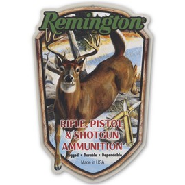 Remington Ammunition Deer Metal Sign - Vintage Remington Wall Decor for Garage or Man Cave